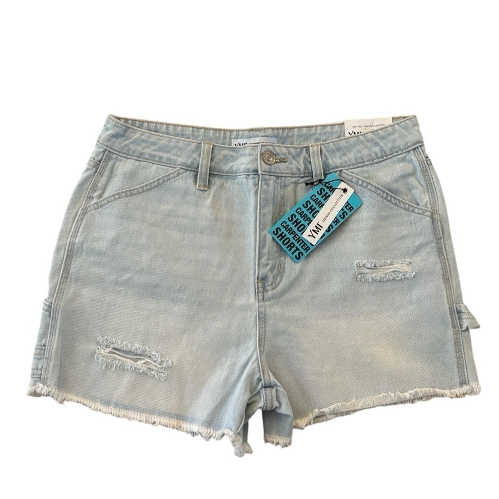 YMI High Rise Distressed Juniors Jean Carpenter Shorts New with Tags Size 11